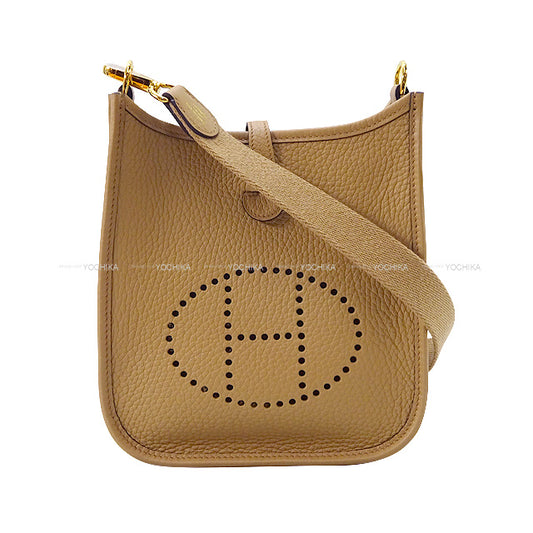 HERMES Shoulder bag Evelyne 16 TPM Chai Taurillon Clemence Gold HW Stamp K[EXCELLENT][Authentic]