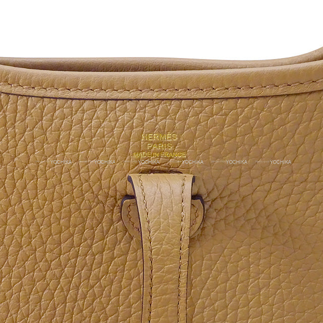 HERMES Shoulder bag Evelyne 16 TPM Chai Taurillon Clemence Gold HW Stamp K[EXCELLENT][Authentic]