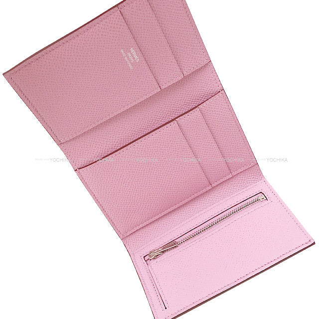 HERMES Tri-fold wallet Bearn Combine Mauve sylvestre Veau Epsom Silver HW Stamp U[BRAND NEW][Authentic]