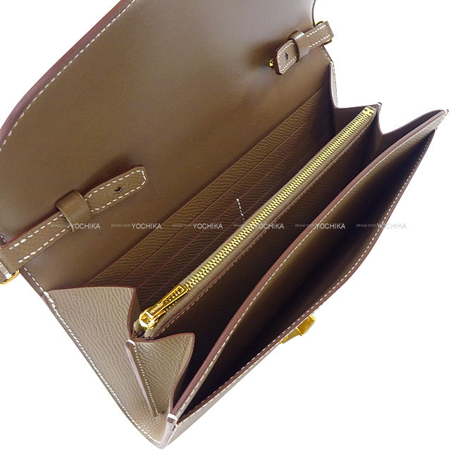 HERMES long wallet Constance Long wallet To Go Etoupe Ever Grain Gold HW Stamp U[BRAND NEW][Authentic]