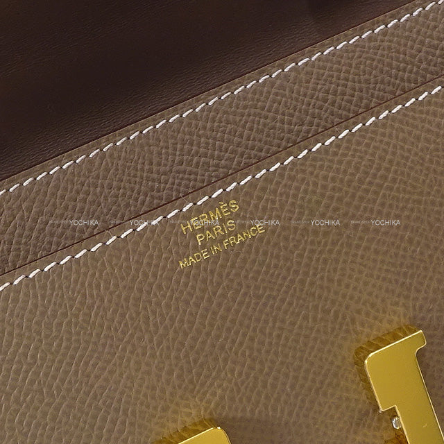 HERMES long wallet Constance Long wallet To Go Etoupe Ever Grain Gold HW Stamp B[BRAND NEW][Authentic]