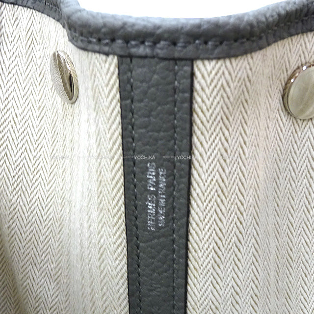 HERMES tote bag Garden Party 36 PM All Leather Gris Meyer Veau Negonda Silver HW Stamp U[EXCELLENT][Authentic]