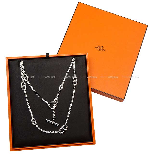 HERMES necklace Long Farandole Chaine d'Ancre 80 Silver Silver925 (SV925 Ag925)[EXCELLENT][Authentic]