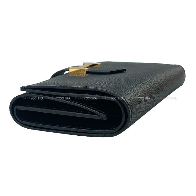 HERMES Tri-fold wallet Bearn Combine Noir (Black) Veau Epsom Gold HW Stamp B[BRAND NEW][Authentic]