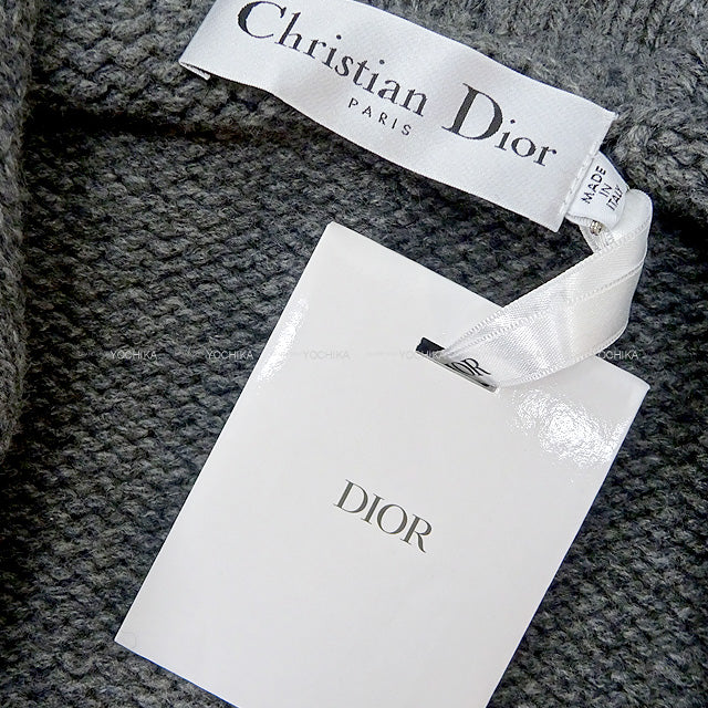 2022 AW Dior Cardigan LADY'S sailor collar CARDIGAN A COL MARIN #38 Grey/Yellow Wool/Cashmere 244G53AM121[EXCELLENT][Authentic]