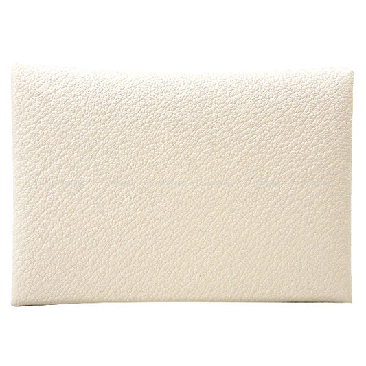 HERMES card holder Calvi Duo Verso Nata/Quebracho Chevre Myzore Silver HW Stamp Z[EXCELLENT][Authentic]