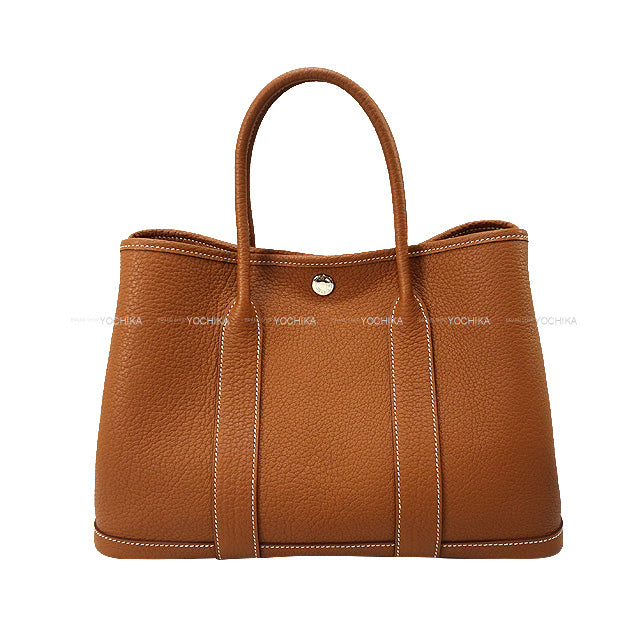 HERMES tote bag Garden Party 30 TPM All Leather Gold Veau Negonda Silver HW Stamp K[BRAND NEW][Authentic]