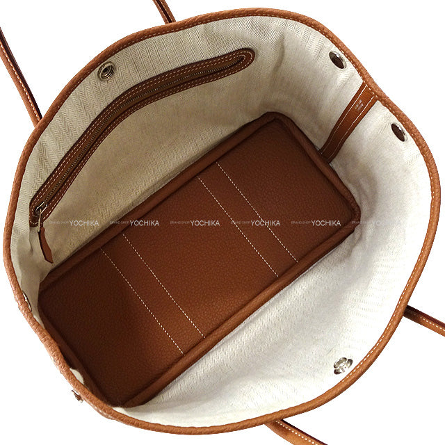 HERMES tote bag Garden Party 30 TPM All Leather Gold Veau Negonda Silver HW Stamp W[BRAND NEW][Authentic]