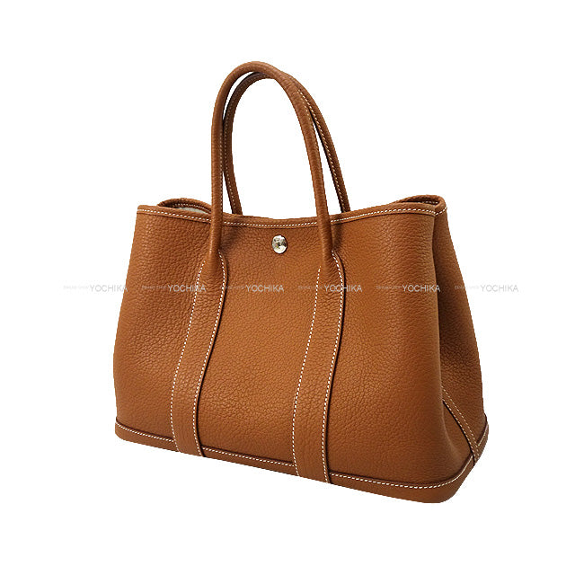 HERMES tote bag Garden Party 30 TPM All Leather Gold Veau Negonda Silver HW Stamp B[BRAND NEW][Authentic]