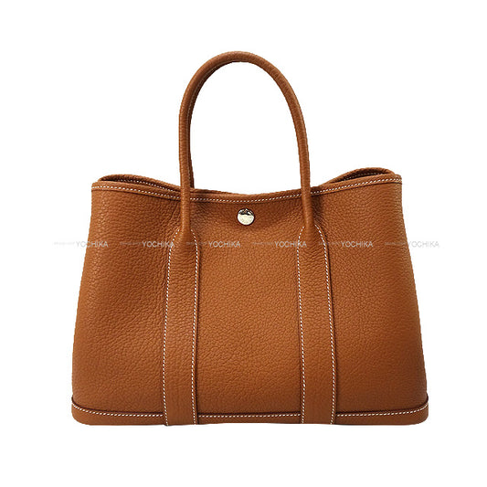 HERMES tote bag Garden Party 30 TPM All Leather Gold Veau Negonda Silver HW Stamp W[BRAND NEW][Authentic]
