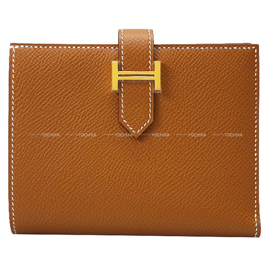 HERMES Bi-fold wallet Bearn Compact Gold Veau Epsom Gold HW Stamp B[EXCELLENT][Authentic]