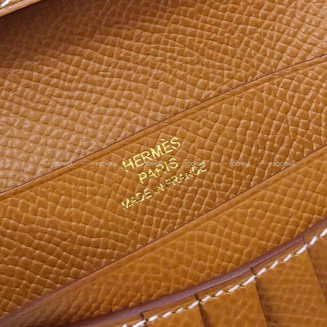 HERMES Bi-fold wallet Bearn Compact Gold Veau Epsom Gold HW Stamp B[EXCELLENT][Authentic]