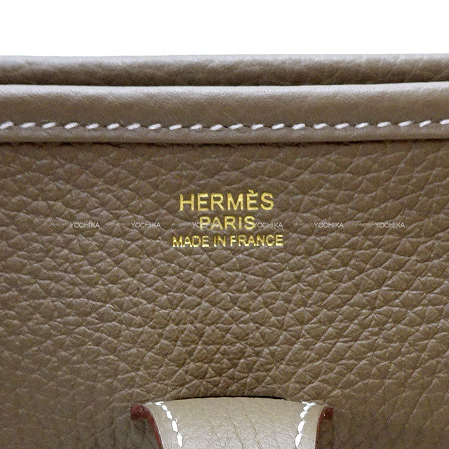 HERMES Shoulder bag Evelyne 29 PM Evelyne 3 Etoupe Taurillon Clemence Gold HW Stamp U[EXCELLENT][Authentic]