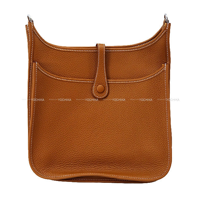 HERMES Shoulder bag Evelyne 29 PM Gold Taurillon Clemence Silver HW Stamp K[EXCELLENT][Authentic]