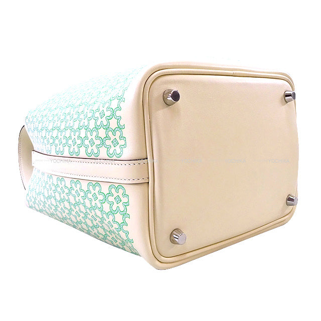 HERMES Handbag Picotin Lock 18 PM Lucky Daisy Nata/Vert/Blanc Veau Swift Silver HW Stamp U[EXCELLENT][Authentic]
