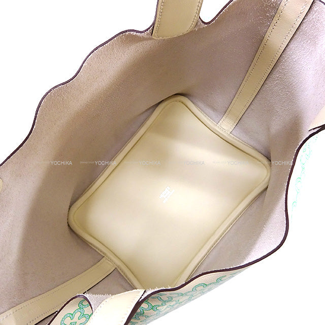 HERMES Handbag Picotin Lock 18 PM Lucky Daisy Nata/Vert/Blanc Veau Swift Silver HW Stamp U[EXCELLENT][Authentic]