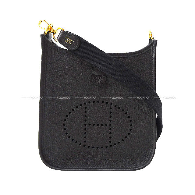 HERMES Shoulder bag Evelyne 16 TPM Noir (Black) Taurillon Clemence Gold HW Stamp Z[EXCELLENT][Authentic]