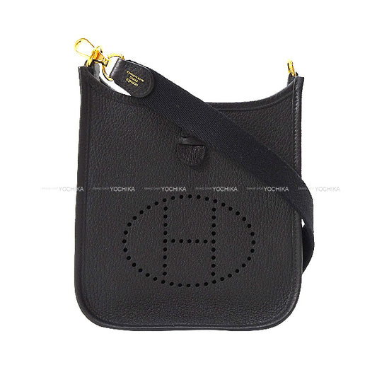 HERMES Shoulder bag Evelyne 16 TPM Noir (Black) Taurillon Clemence Gold HW Stamp Z[EXCELLENT][Authentic]