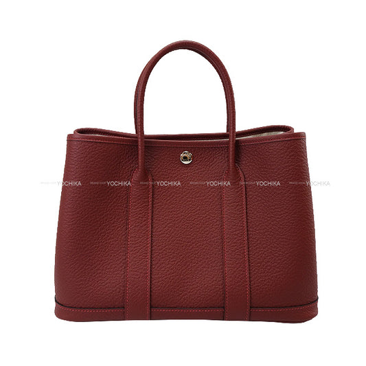 HERMES tote bag Garden Party 30 TPM All Leather Rouge H Vache Country Silver HW Stamp W[BRAND NEW][Authentic]