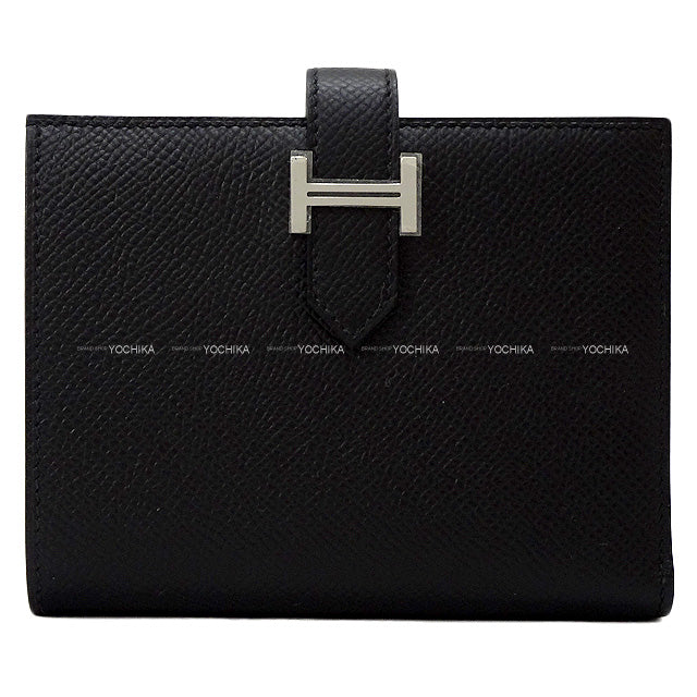 HERMES Bi-fold wallet Bearn Compact Noir (Black) Veau Epsom Silver HW Stamp B[BRAND NEW][Authentic]