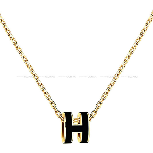 HERMES necklace Mini Pop H Noir (Black) Gold plated palladium Gold HW[BRAND NEW][Authentic]