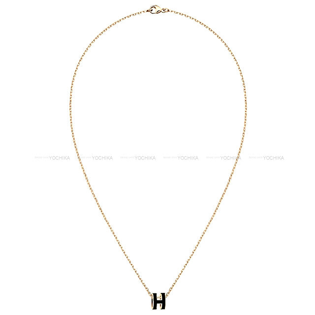 HERMES necklace Mini Pop H Noir (Black) Gold plated palladium Gold HW[BRAND NEW][Authentic]