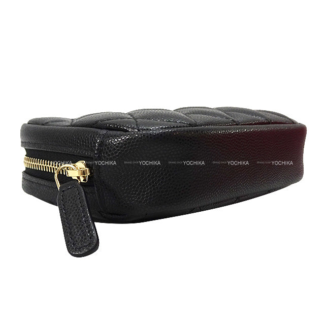 CHANEL Pouch Cocomark Matelasse Camera Cosmetic PouchBlack/Bordeaux Graind Calf(Caviarskin) Champagne Gold HW A80909[EXCELLENT][Authentic]