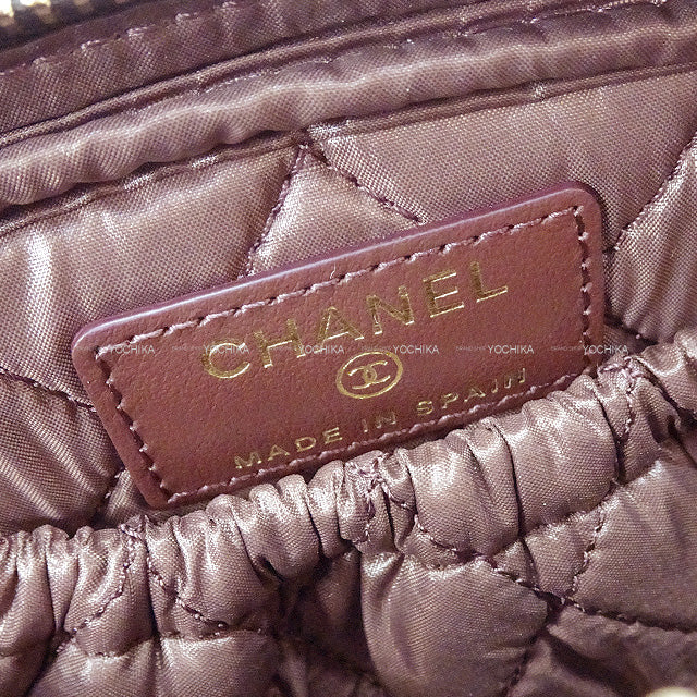 CHANEL Pouch Cocomark Matelasse Camera Cosmetic Pouch Black/Bordeaux Graind Calf(Caviarskin) Champagne Gold HW A80909[EXCELLENT][Authentic]