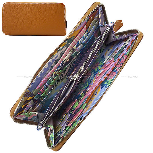 HERMES long wallet Azap Silk in EN LIBERTE ! Gold/Cassis Veau Epsom/Veau Barenia/Silk Silver HW Stamp W[EXCELLENT][Authentic]