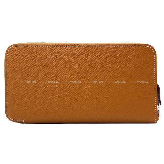 HERMES long wallet Azap Silk in EN LIBERTE ! Gold/Cassis Veau Epsom/Veau Barenia/Silk Silver HW Stamp W[EXCELLENT][Authentic]