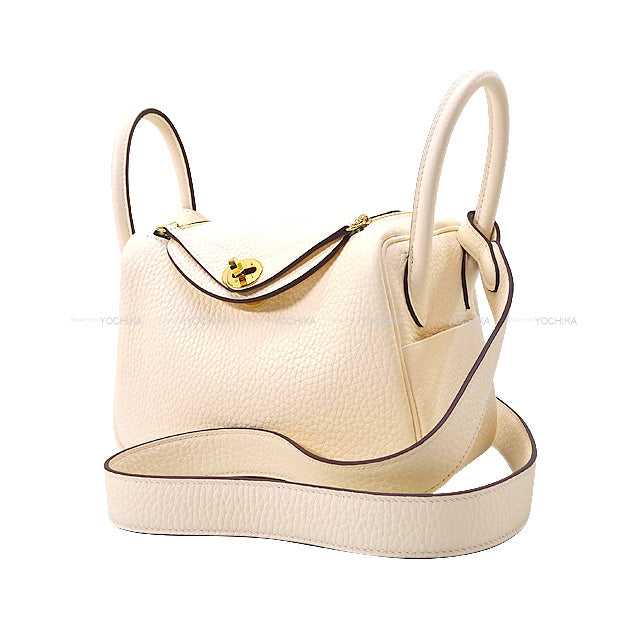 HERMES Shoulder bag Lindy 20 mini Nata Taurillon Clemence Gold HW Stamp K[BRAND NEW][Authentic]