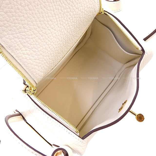 HERMES Shoulder bag Lindy 20 mini Nata Taurillon Clemence Gold HW Stamp K[BRAND NEW][Authentic]