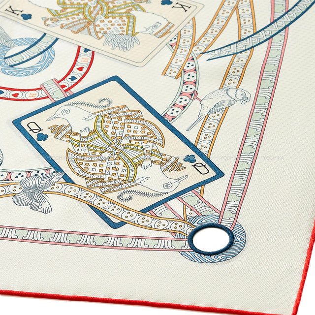2022AW HERMES scarf Carre 70 Pique Dame de Coeur Blanc (White) Rouge/Multe Color Silk100%[EXCELLENT][Authentic]