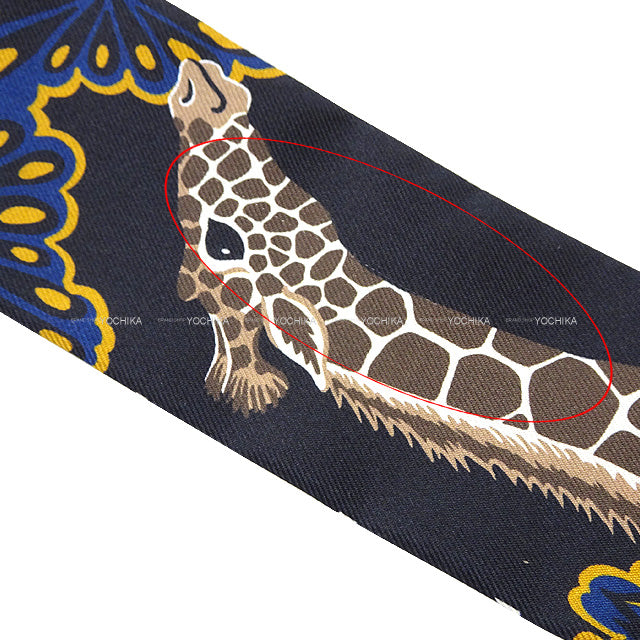 HERMES scarf Twilly THE THREE GRACES Noir (Black)/Gold/Taupe Silk100%[EXCELLENT][Authentic]