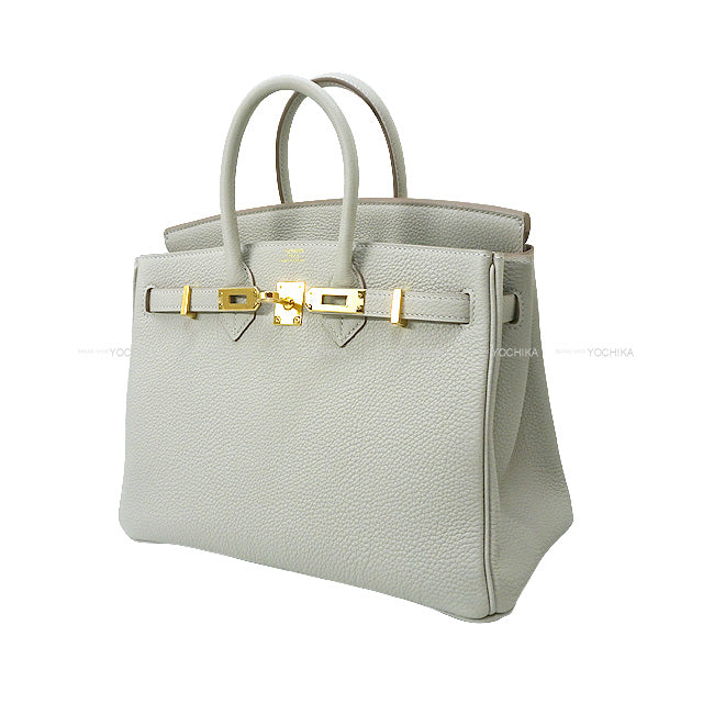 HERMES Handbag Birkin25 Gris Perle Veau Togo Gold HW Stamp B[EXCELLENT][Authentic]