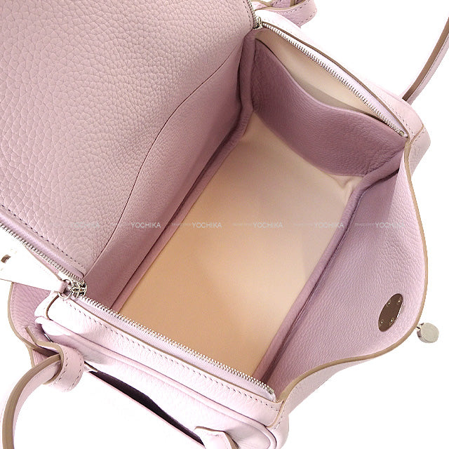 HERMES Shoulder bag Lindy 26 Verso Mauve Pale/Nata Taurillon Clemence Silver HW Stamp U[EXCELLENT][Authentic]