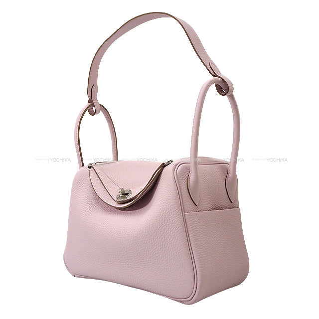 HERMES Shoulder bag Lindy 26 Verso Mauve Pale/Nata Taurillon Clemence Silver HW Stamp U[EXCELLENT][Authentic]