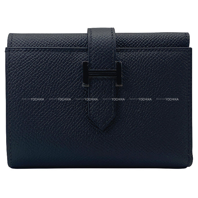 HERMES Tri-fold wallet Bearn Combine SO BLACK Monochrome Noir (Black) Veau Epsom Black HW Stamp U[EXCELLENT][Authentic]