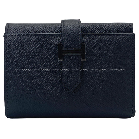 HERMES Tri-fold wallet Bearn Combine SO BLACK Monochrome Noir (Black) Veau Epsom Black HW Stamp U[EXCELLENT][Authentic]