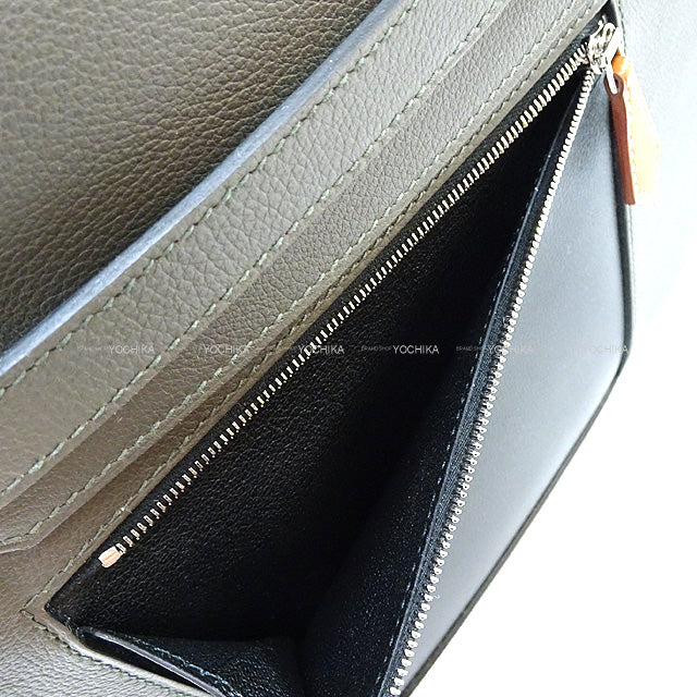 HERMES Briefcase Kelly Depeche 36 Color Matic Vert gris(C6)/Noir (Black)(89)/Fauve(34) Evercolor/Ever Grain/Veau Barenia Silver HW Stamp U[EXCELLENT][Authentic]