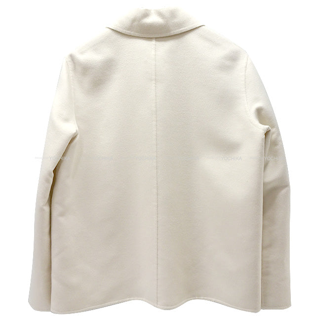 2023 SS HERMES Tailored jacket Chaine D'ancre Zip Up half coat #34 ivory Cashmere100% Silver HW[EXCELLENT][Authentic]