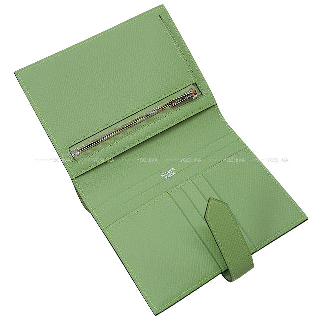 HERMES Bi-fold wallet Bearn Compact Vert criquet Veau Epsom Silver HW Stamp U[EXCELLENT][Authentic]