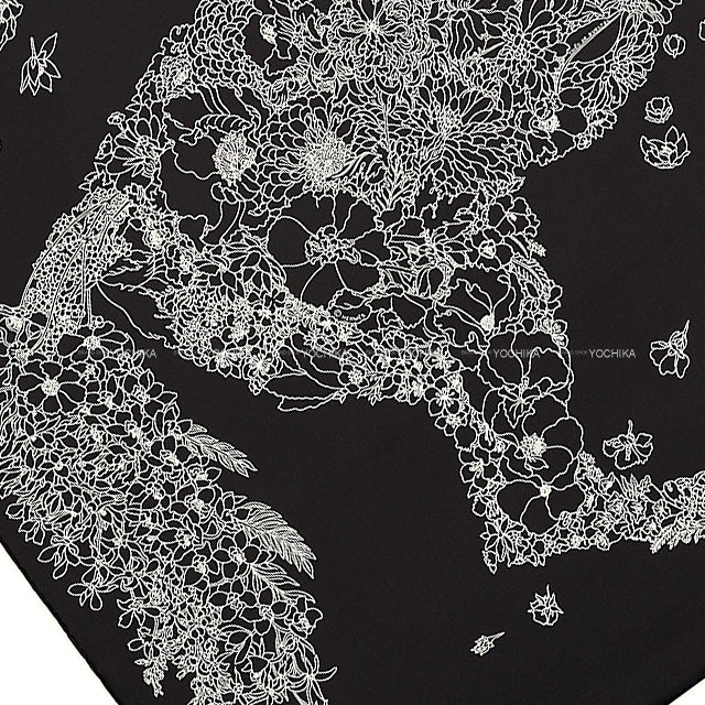 2022AW HERMES scarf Carre 90 Robe Legere Noir (Black)/Blanc (White) Silk100%[EXCELLENT][Authentic]