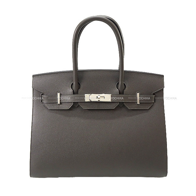 HERMES Handbag Birkin30 Sellier Graphite Natural Graine Silver HW Stamp U[BRAND NEW][Authentic]