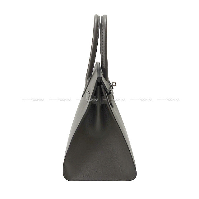 HERMES Handbag Birkin30 Sellier Graphite Natural Graine Silver HW Stamp U[BRAND NEW][Authentic]