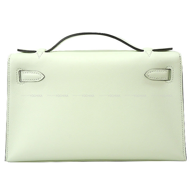 HERMES Handbag Pochette Kelly Vert Fizz Evercalf Silver HW Stamp U[BRAND NEW][Authentic]
