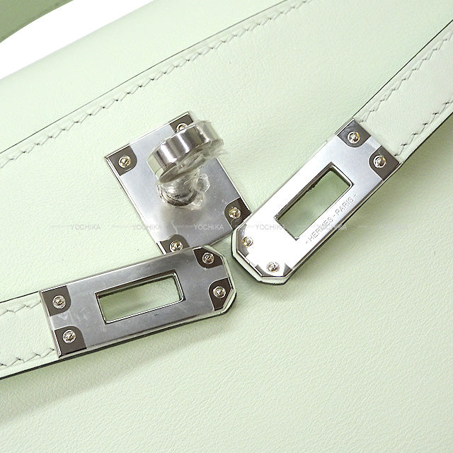 HERMES Handbag Pochette Kelly Vert Fizz Evercalf Silver HW Stamp U[BRAND NEW][Authentic]