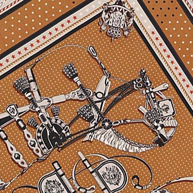 2022AW HERMES scarf Carre 140 Harnais de Cour Bandana Noisette/Gris Perle Cashmere70% / Silk30%[EXCELLENT][Authentic]