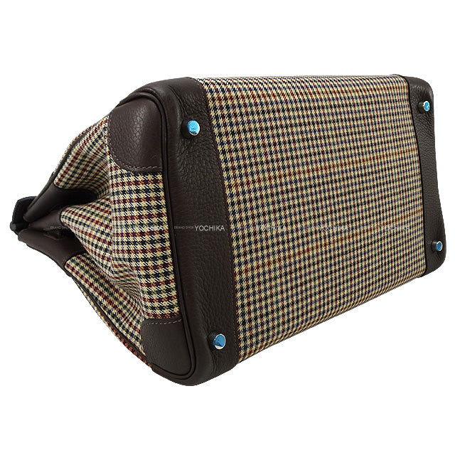 [Pre-loved] Paris Collection Defile Limited HERMES Handbag Birkin35 Lainage Ebene Epsom Souple Carreaux Silver HW Stamp K[USED SA][Authentic]