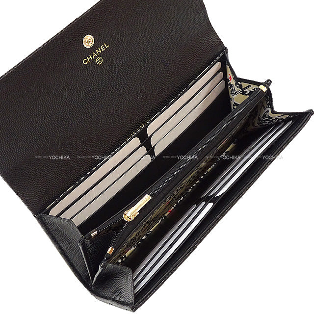 2023 Cruise CHANEL long wallet Matelasse Cocomark Flag Inner Print Flap Noir (Black)/Beige/Blanc (White)/Red Graind Calf(Caviarskin) Champagne Gold HW AP3133[BRAND NEW][Authentic]